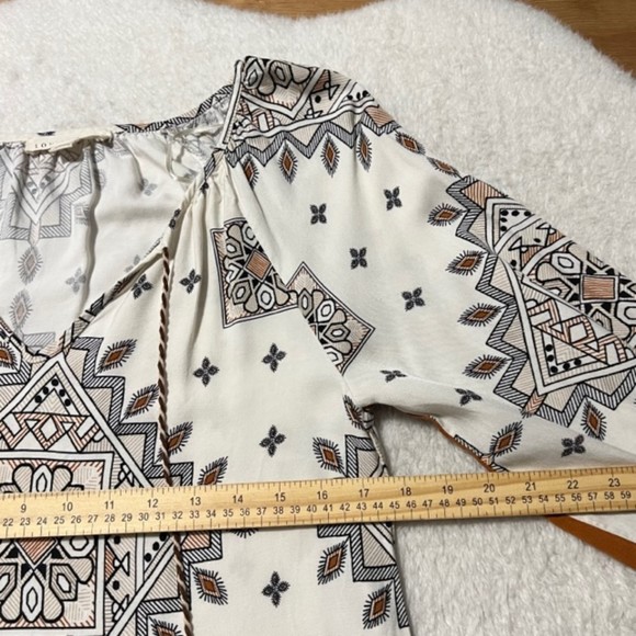 Lovestitch Womens Tribal Print LS Tassel Boho Gypsy Mini Shift Dress Size Medium - Picture 11 of 12